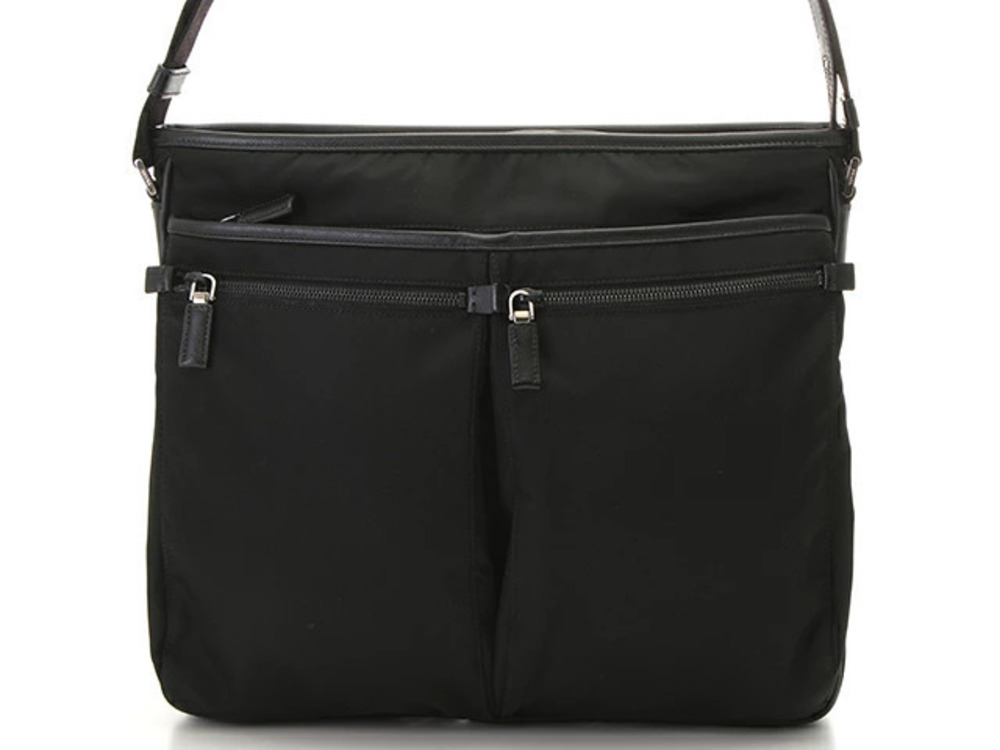 Prada Tessuto Saffiano Leather Shoulder Bag Black